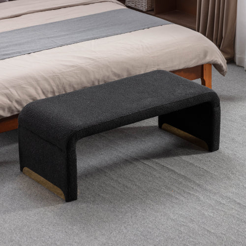 DG Collection Modern New Boucle Fabric Ottoman Footstool - Black