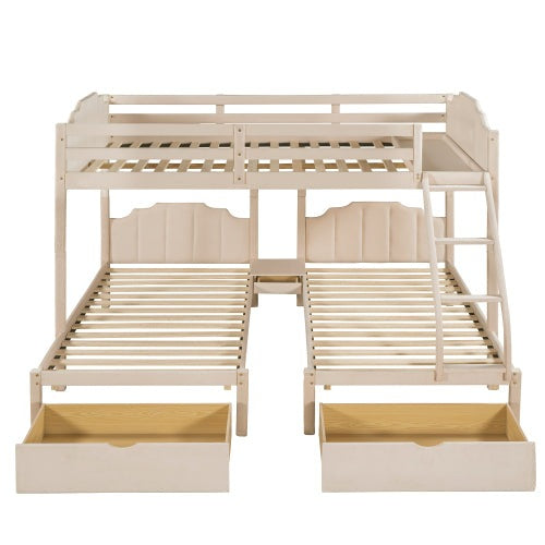 Lucky Furniture Full Over Twin & Twin Triple Wooden Bunk Bed - White