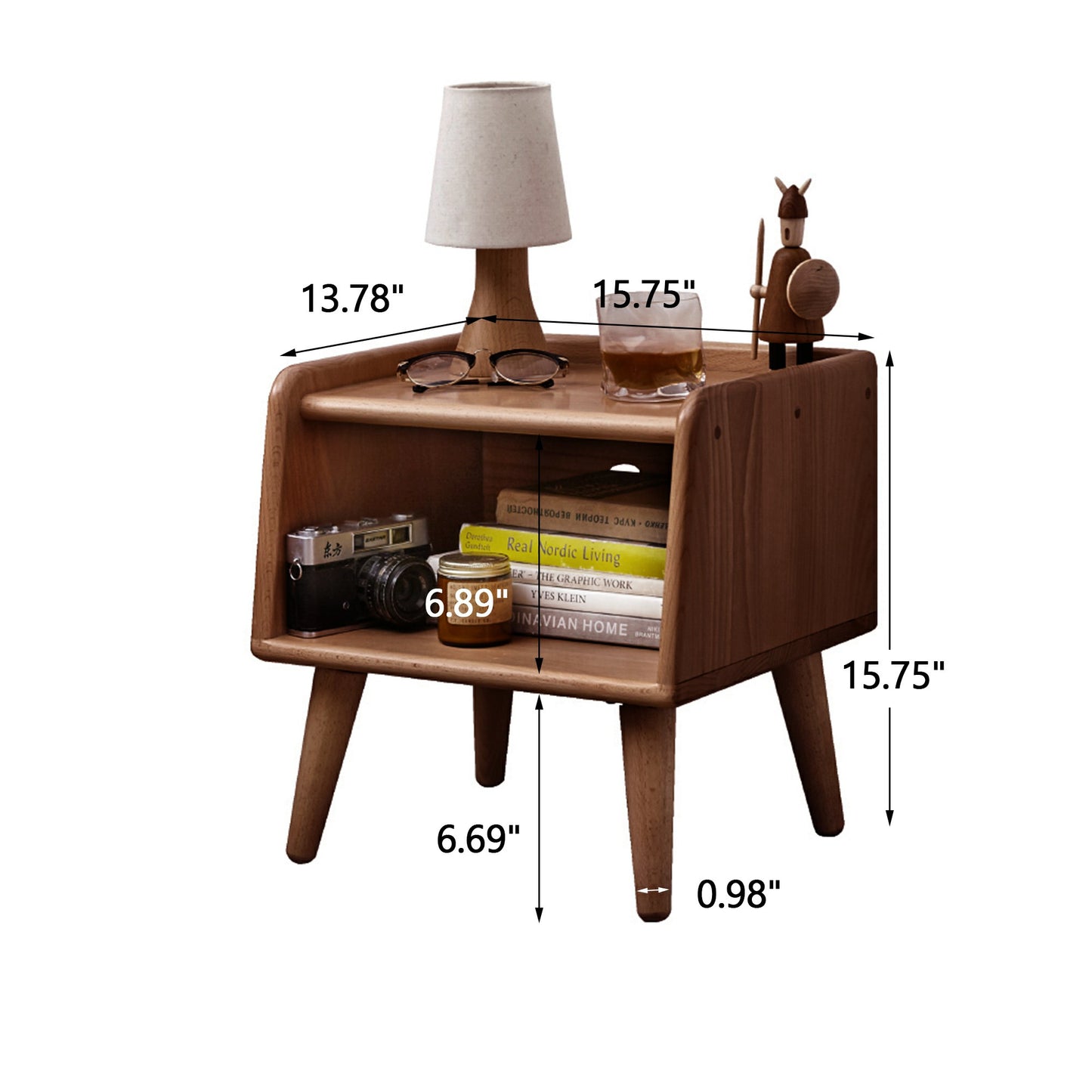 Yeswood Mid-Century Modern Nightstand - Natural