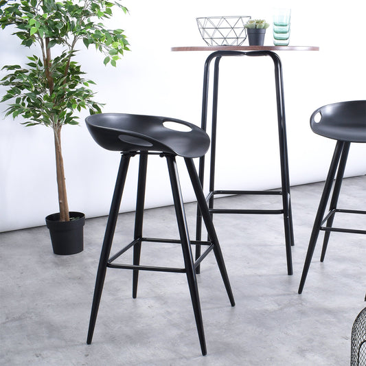 Bak Counter Height Stools with Black Legs Set of 2 - Black