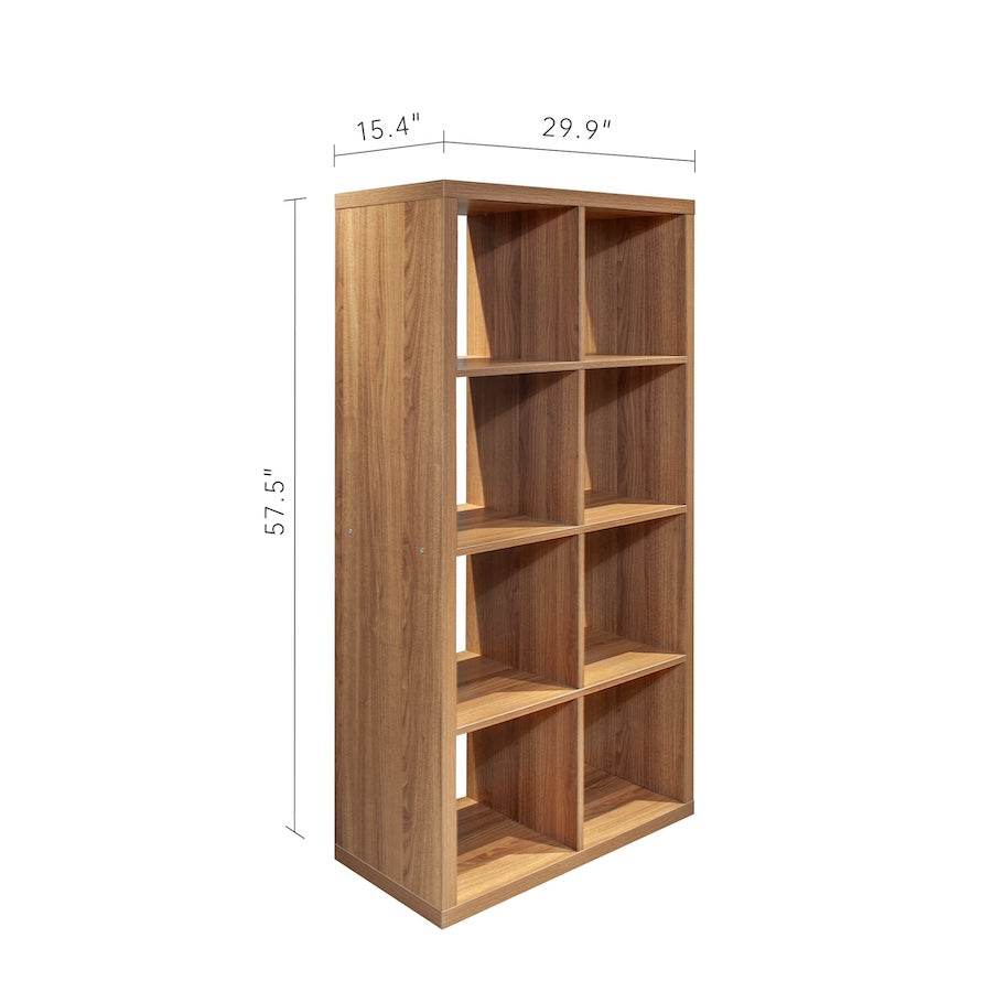 Zenith 8-Cube Bookshelf & Organizer - Walnut