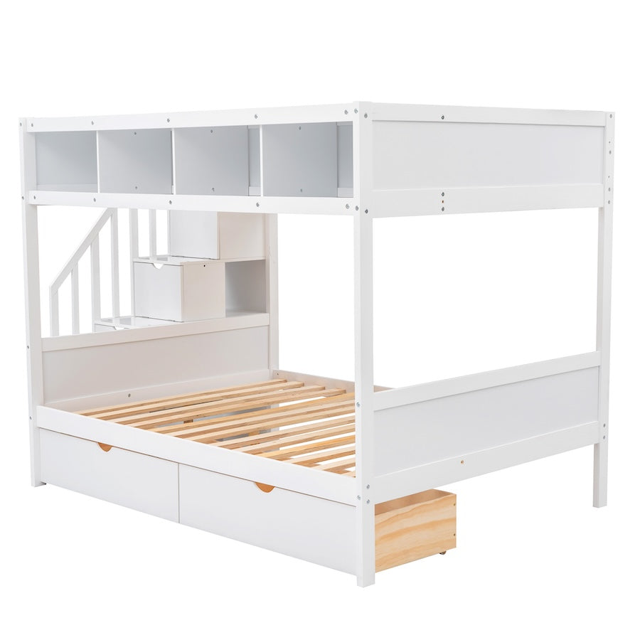 Elara Twin over Full Bunk Bed with Cube Storage - White