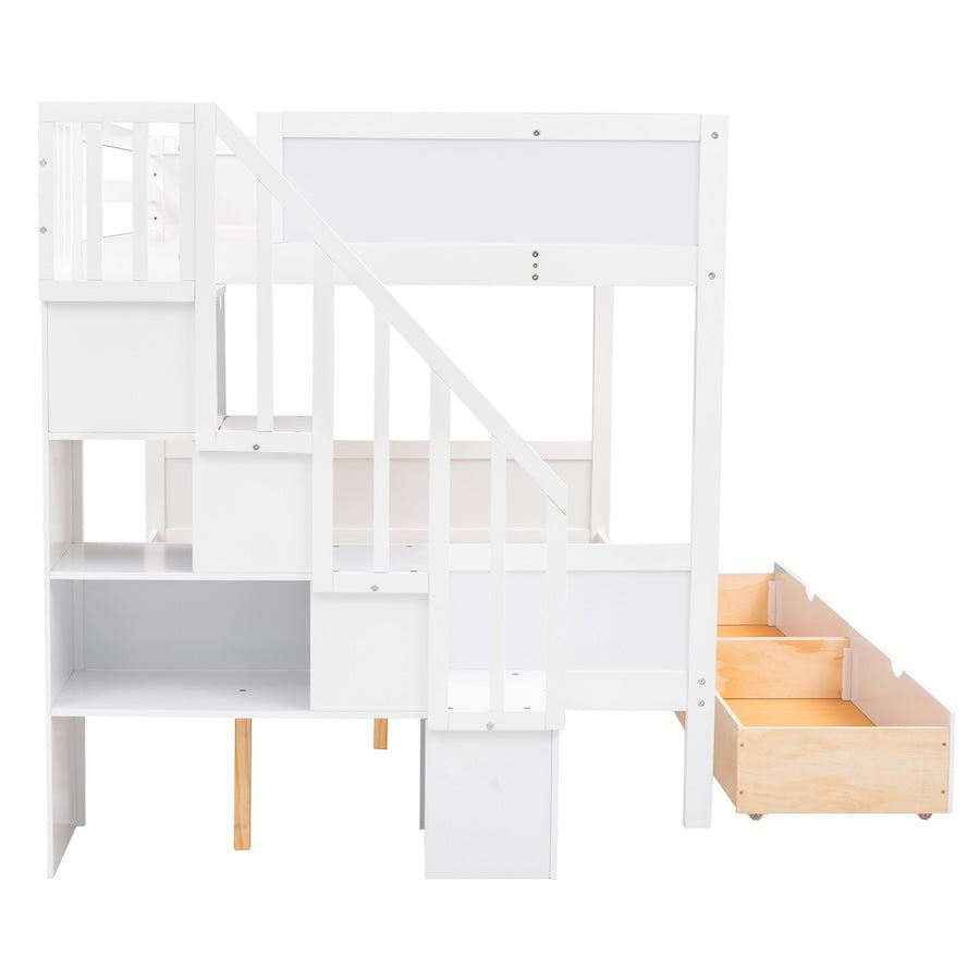 Elara Twin over Full Bunk Bed with Cube Storage - White