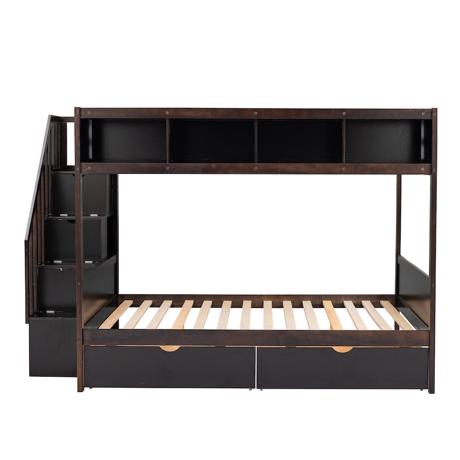 Elara Twin over Full Bunk Bed with Cube Storage - Espresso