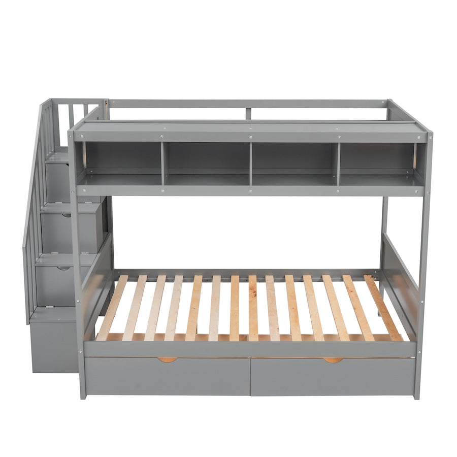 Elara Twin over Full Bunk Bed with Cube Storage - Gray