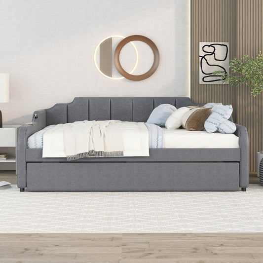 Mave Full Daybed & Pop-up Trundle Set - Gray