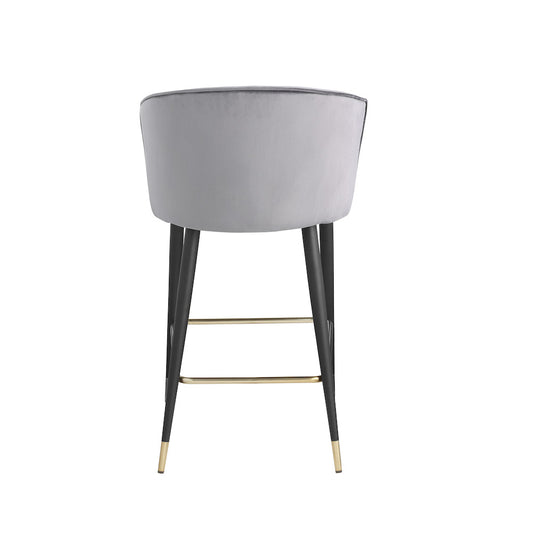 Woker Contemporary Velvet Counter Height Stool Set of 2 Gray