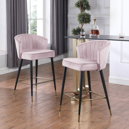Woker Furniture Contemporary Velvet Fabric Counter Height Stool - Pink