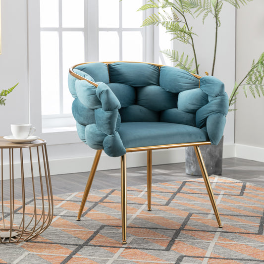 Zen Zone Modern Luxury Accent Chair with Gold Legs - Blue
