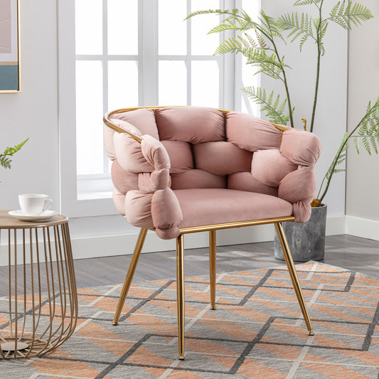 Zen Zone Modern Luxury Accent Chair with Gold Legs -Pink