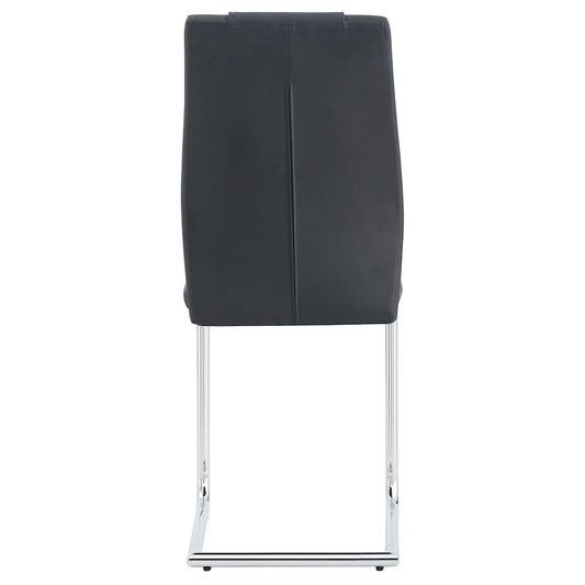 Linx Modern Black PU Leather Side Chairs with Silver Legs