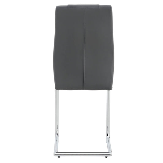 Linx Modern Gray PU Leather Side Chairs with Silver Legs