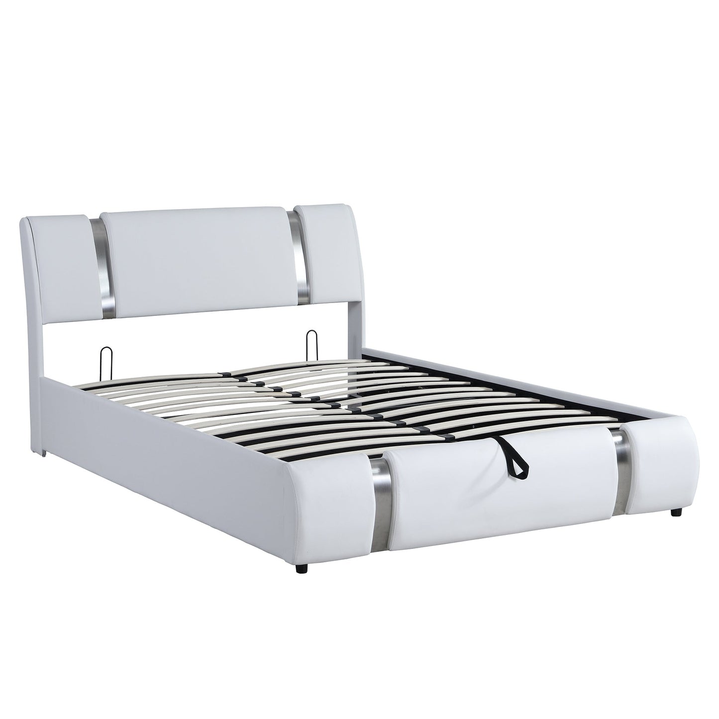 Homey Life Modern Faux Leather Full Platform Bed with a Hydraulic Storage System