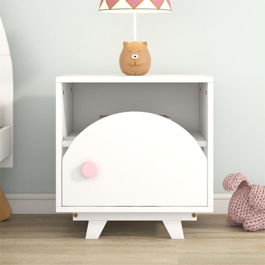 Homey Life Wooden Nightstand - White & Pink