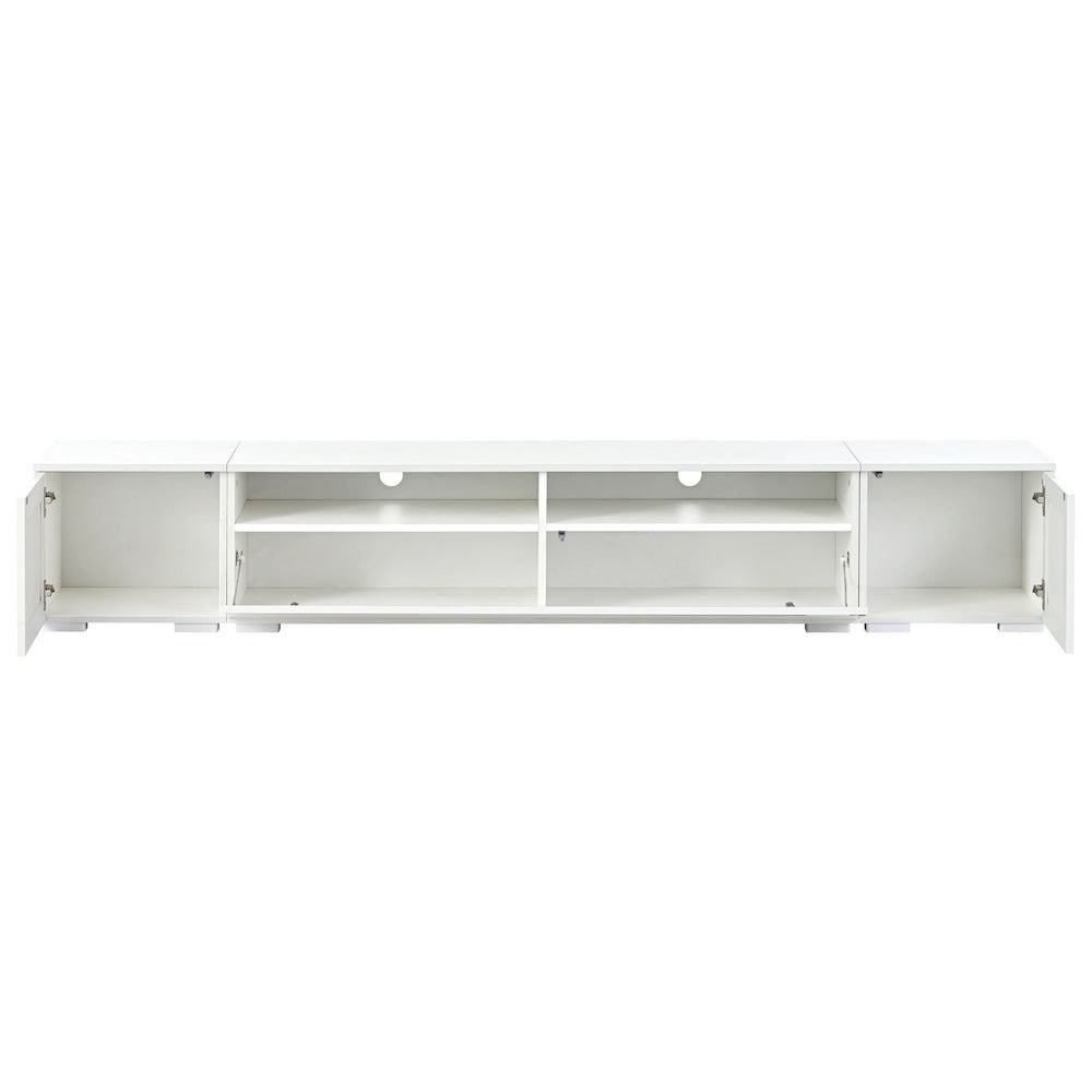 Stevie Modern 83" TV Console with Rattan Doors & LED Lights