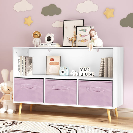 Moonriver Youth Bookcase with Collapsible Fabric Drawers