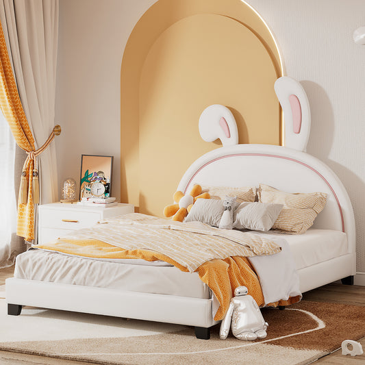 Lucky Furniture Full Size Platform Bed with Rabbit Ears