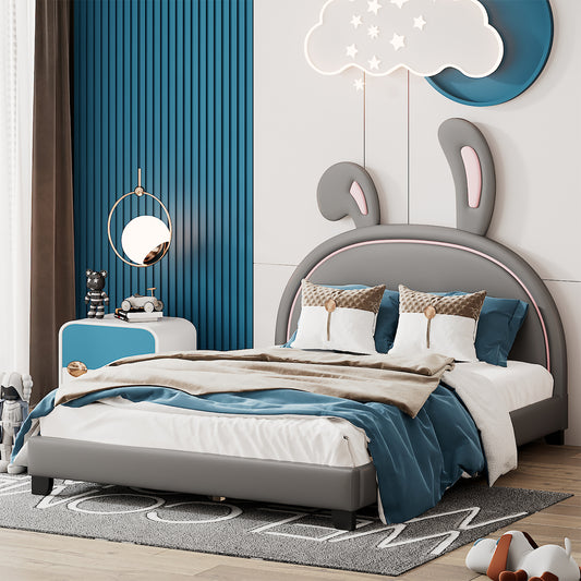Lucky Furniture Full Size Platform Bed with Rabbit Ears
