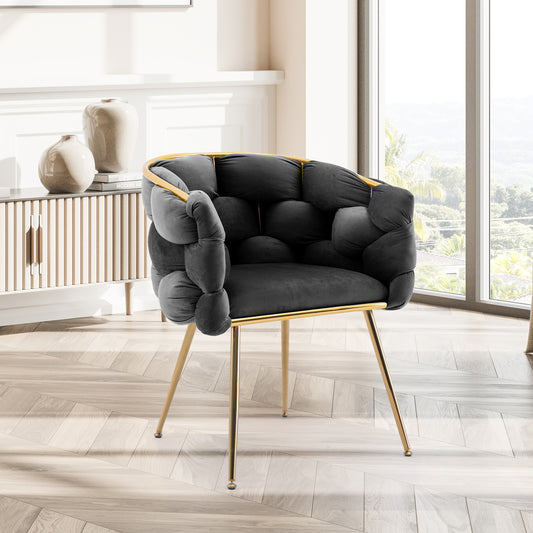 Zen Zone Modern Luxury Accent Chair with Gold Legs - Black