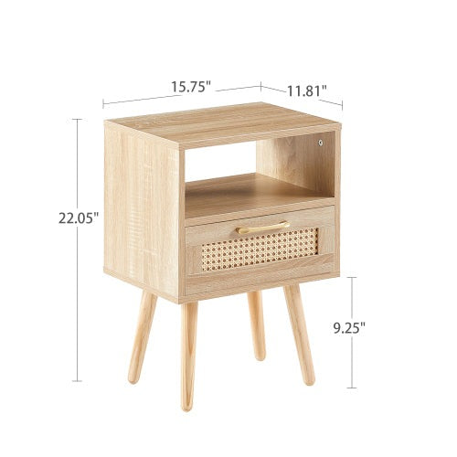 SYA Furniture Modern Minimalist Rattan Nightstand - Natural