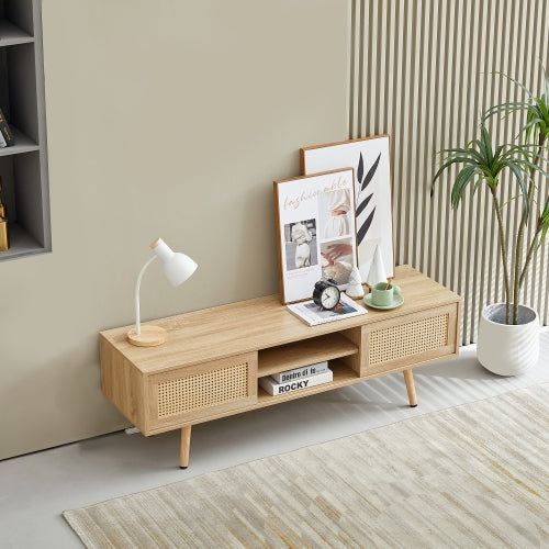 SYA Furniture Rattan TV Cabinet Console Table - Natural