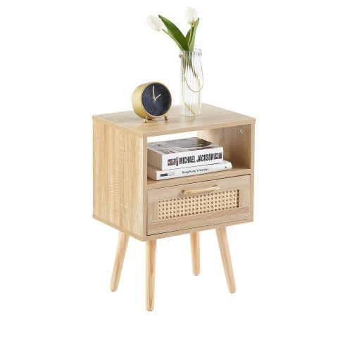 SYA Furniture Modern Minimalist Rattan Nightstand - Natural