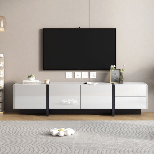 On-Trend 75" Modern High Gloss TV Console - White