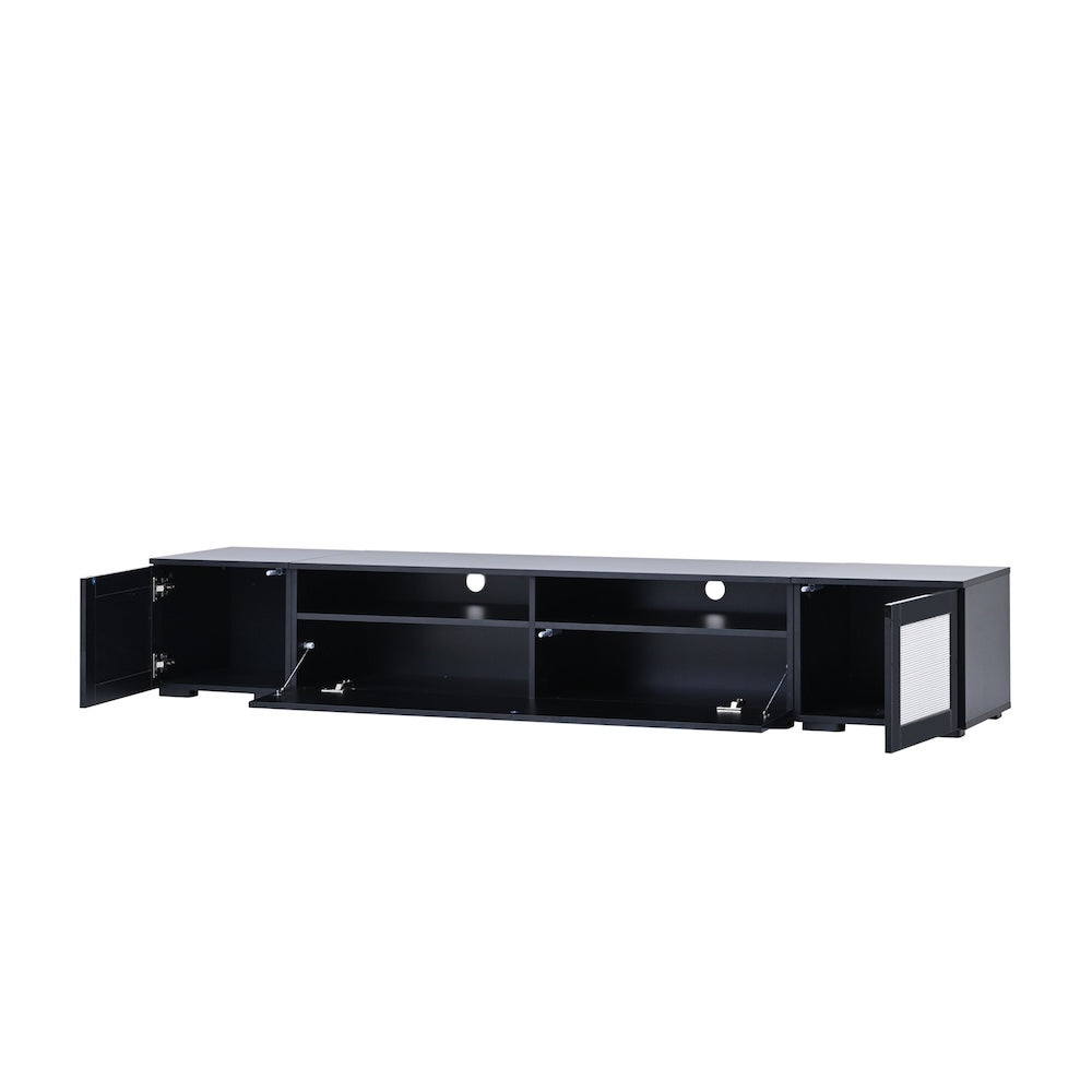 Stevie Modern 83" TV Console with Rattan Doors & LED Lights