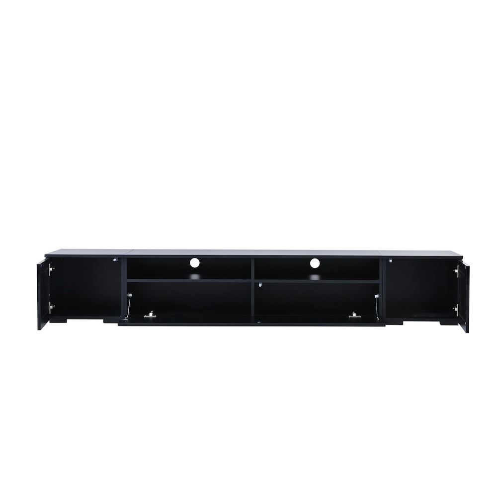 Stevie Modern 83" TV Console with Rattan Doors & LED Lights