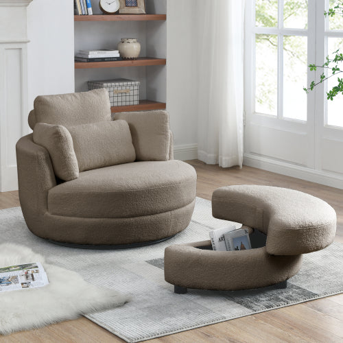 Welike Furniture Modern Oversized Teddy Fabric Swivel Accent Chair - Coffee