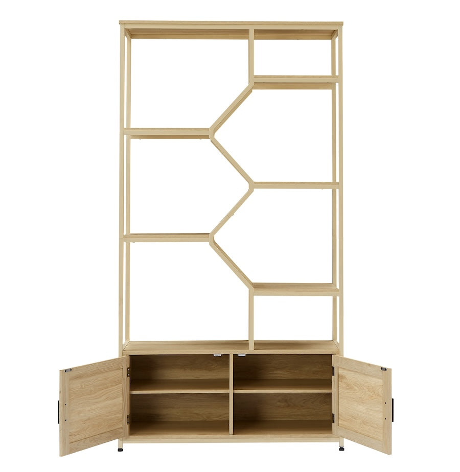 Axis 75" Tall Rattan Bookcase in Natural Finish