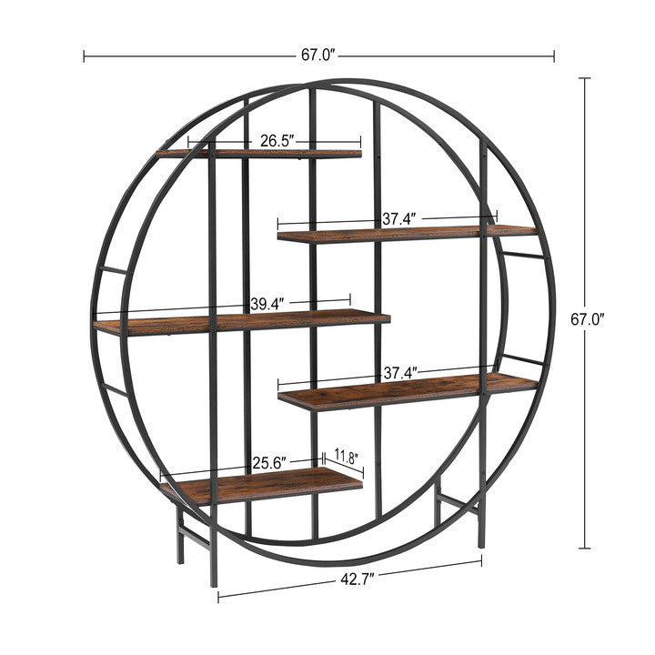 JHX 5-Tier Round Metal Bookcase