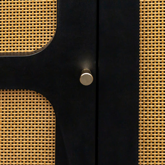 Joysource Mid-Century Modern Sideboard Cabinet - Black & Rattan