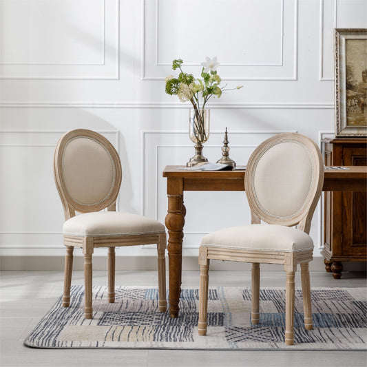 Sunil French Style Oval Back Side Chairs Set of 2 - Cream