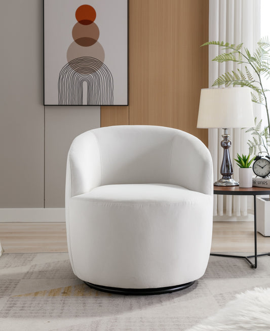 DG Collection Modern Swivel Accent Barrel Chair in Plush Teddy Fabric