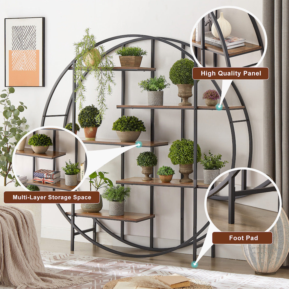 JHX 5-Tier Round Metal Bookcase