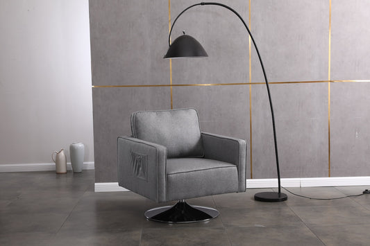Haifa Modern Cotton Linen Swivel Accent Chair - Light Gray