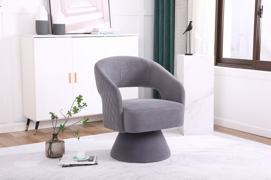 Pravin Modern Gray Velvet Swivel Chair