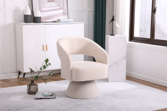 Pravin Modern Beige Velvet Swivel Chair