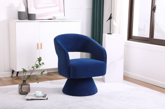 Pravin Modern Blue Velvet Swivel Chair
