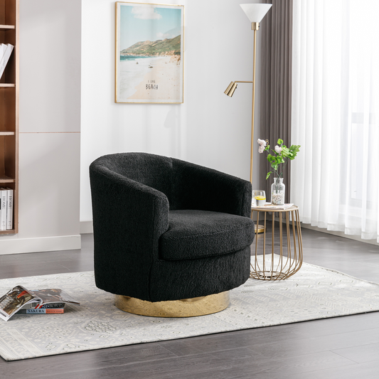 Finley Mid-Century Modern Swivel Accent Chair - Black Boucle