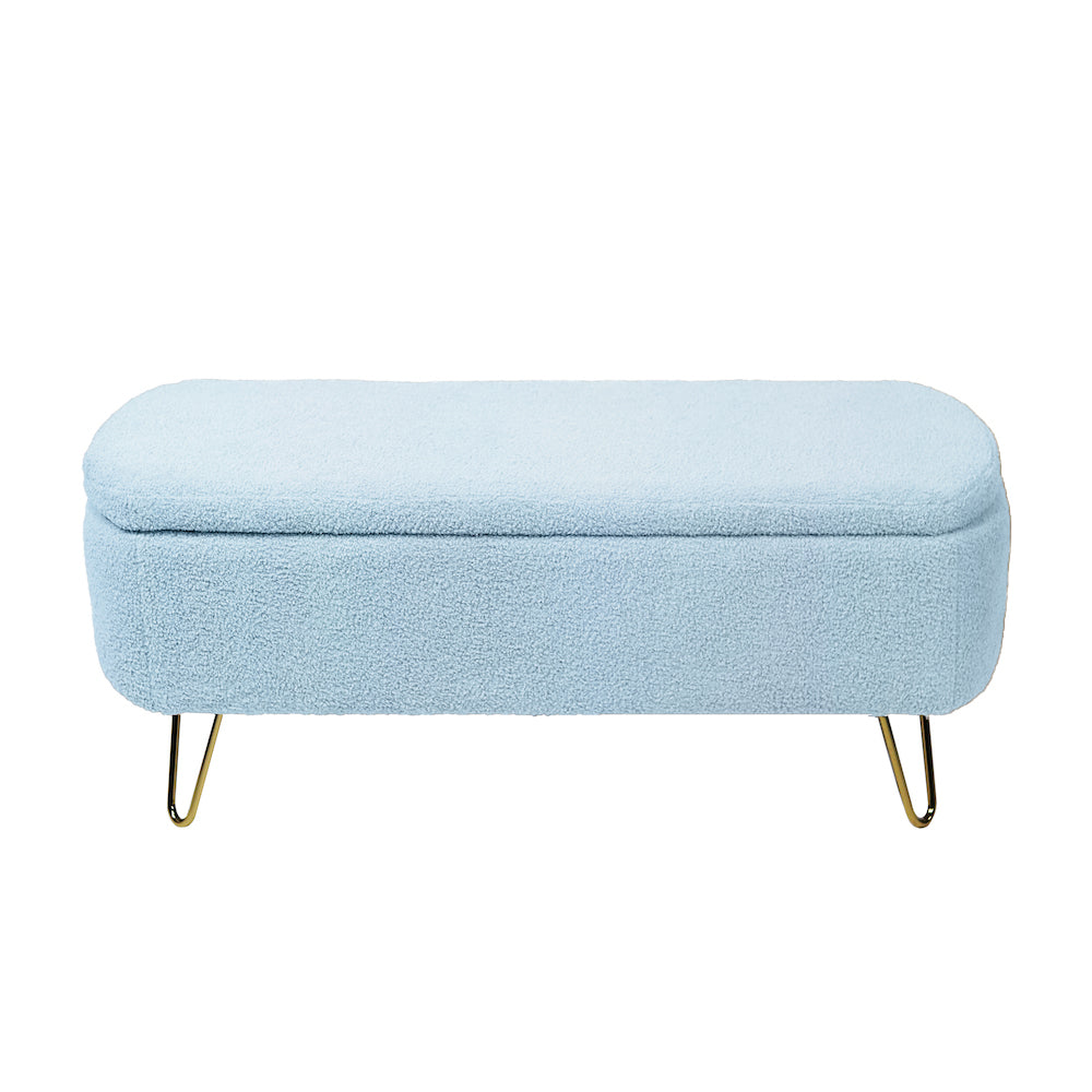 Zen Zone Modern Teddy Fabric Upholstered Bench - Blue