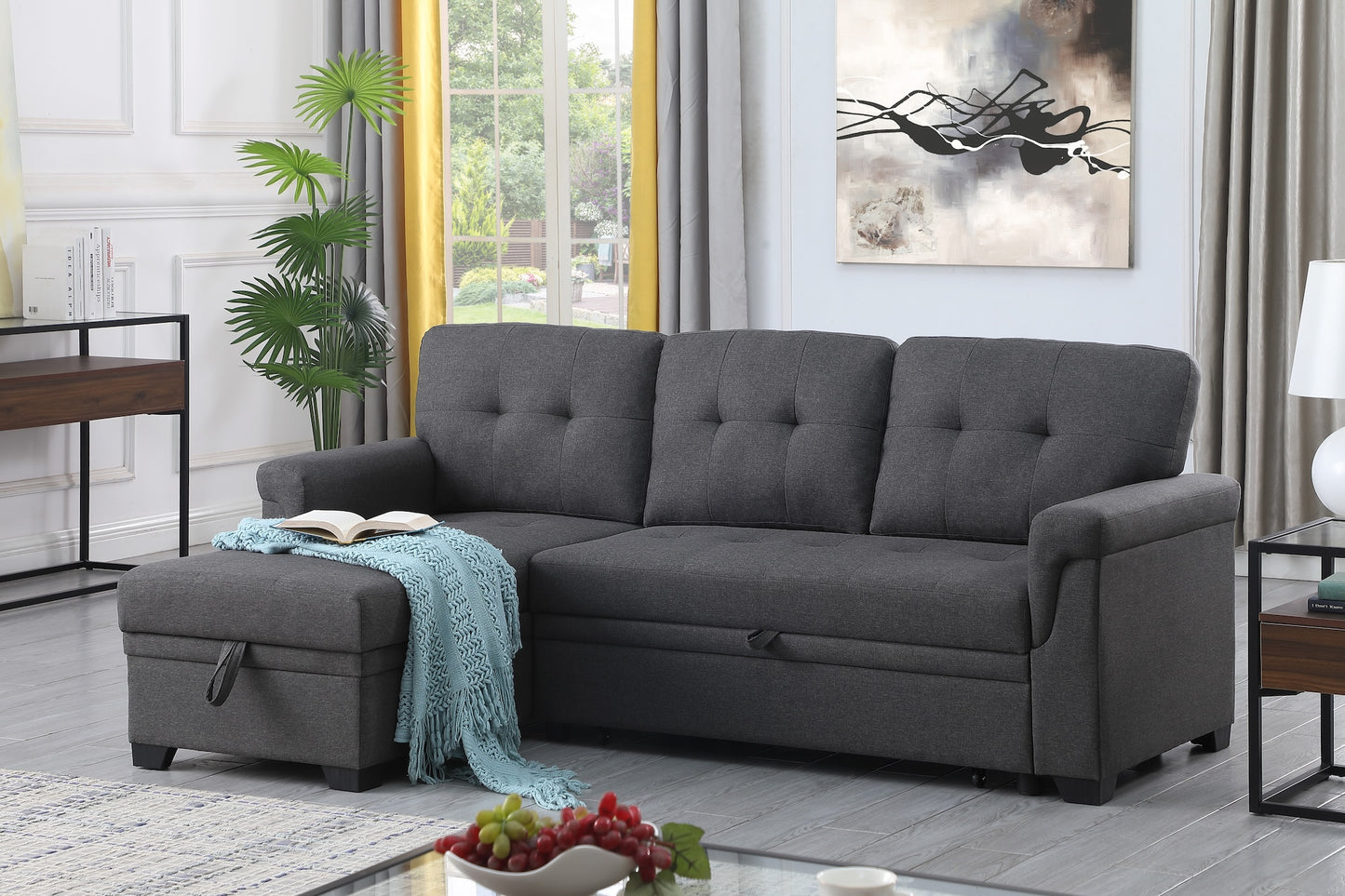 Lucca Reversible Sleeper Sectional – Modern Style Meets Hidden Function - Gray