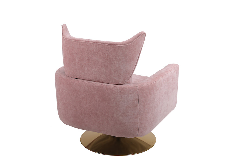 XR Mid-Century Modern Swivel Chair with Gold Base - Pink