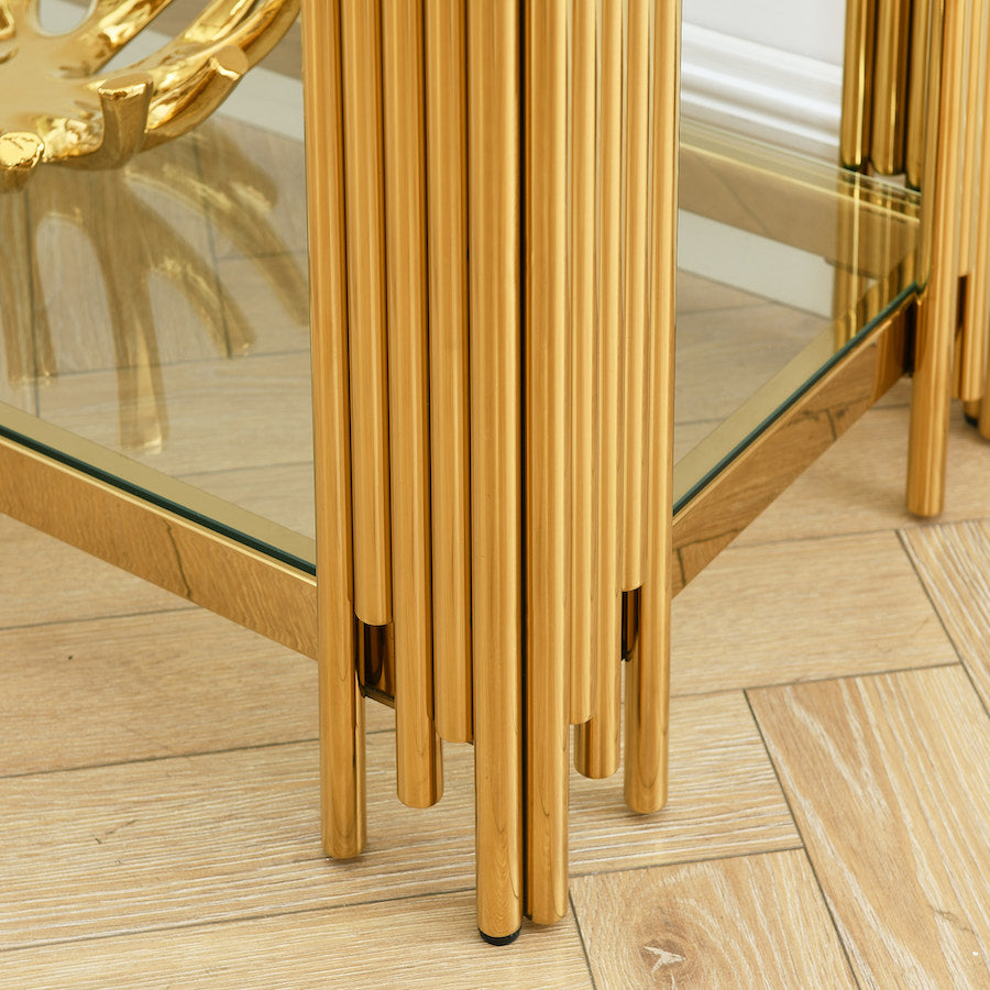 Woker Modern Golden Console Table with Glass Top