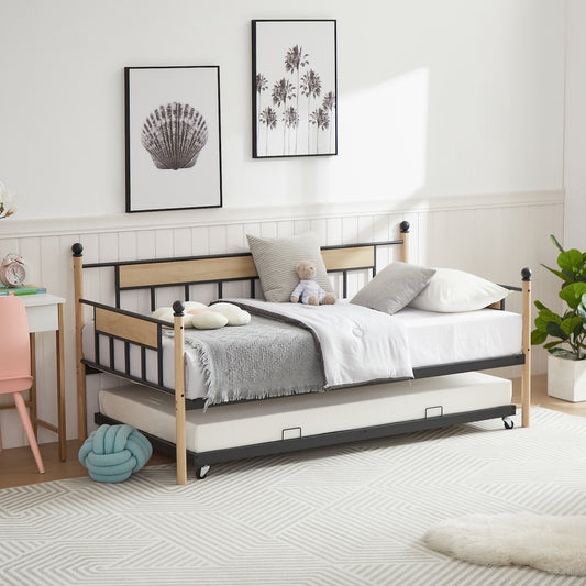 Catalina Traditional Twin Size Daybed with Trundle - Black & Natural
