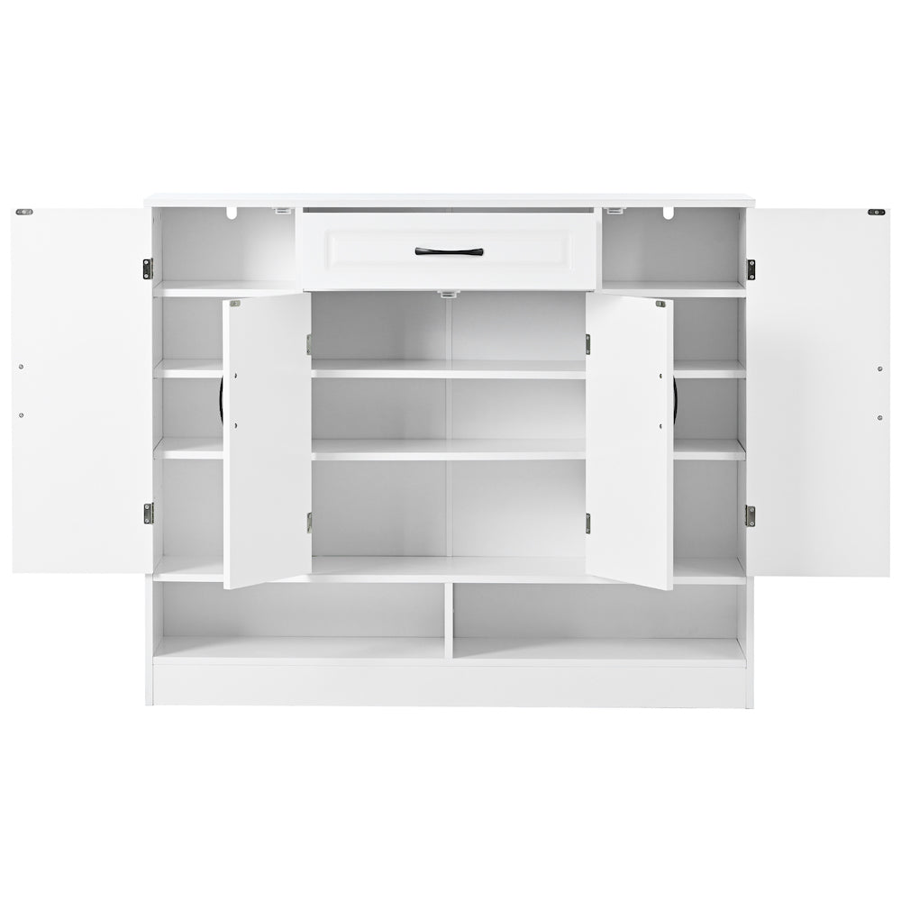 On-Trend Modern Entryway Cabinet with Shoe Storage - White