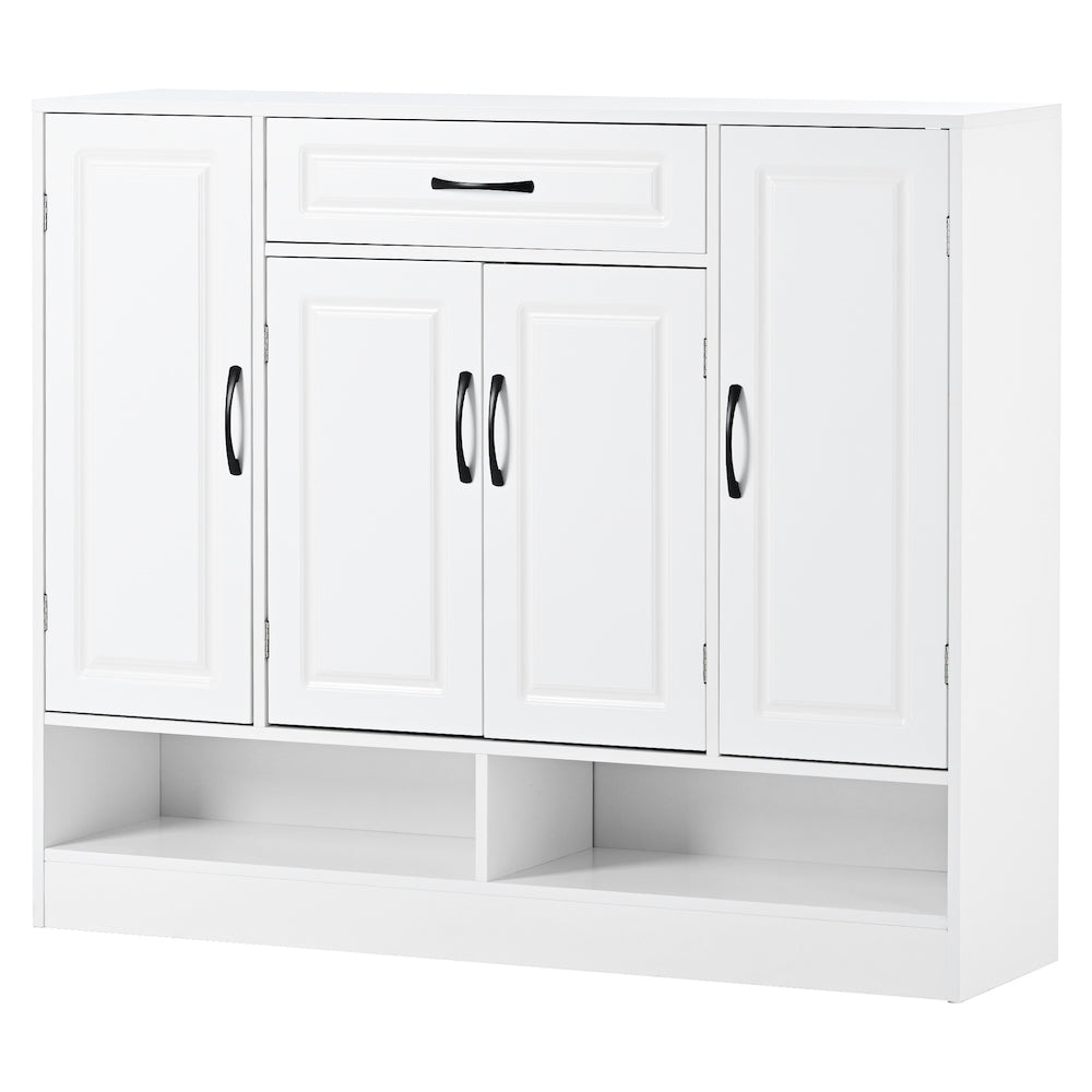 On-Trend Modern Entryway Cabinet with Shoe Storage - White