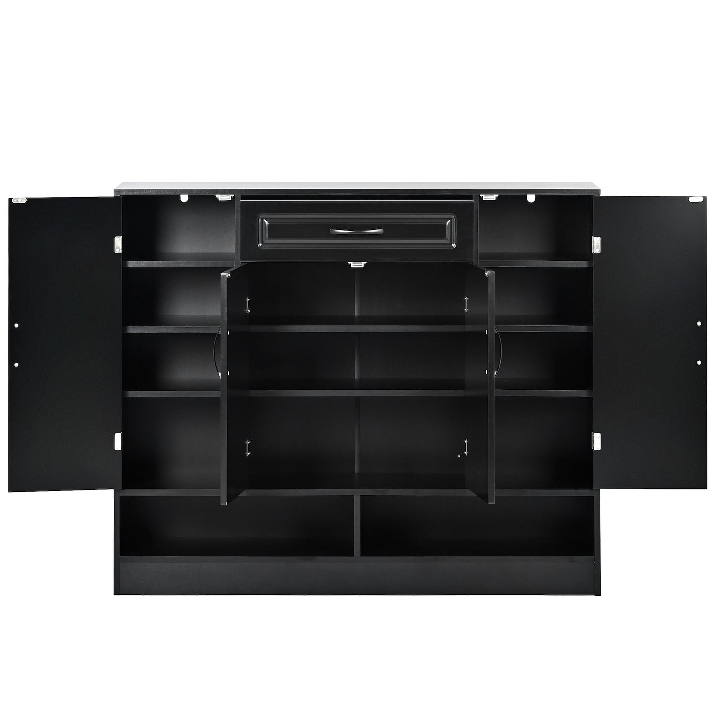 On-Trend Modern Entryway Cabinet with Shoe Storage - Black