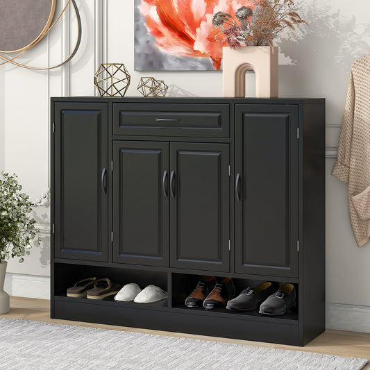 On-Trend Modern Entryway Cabinet with Shoe Storage - Black